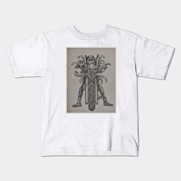 Motorcyclist Kids T-Shirt by WiHO